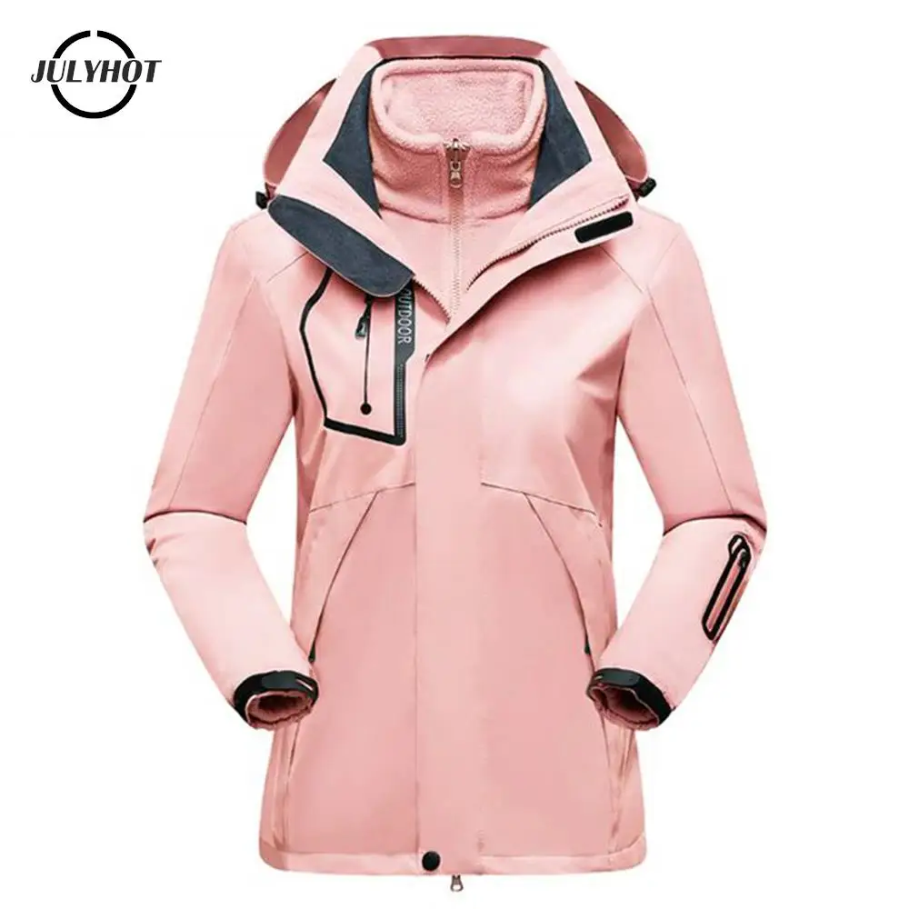 3 In 1 Jacket Ski Snowboard Apparel Ski Wear Ladies Winter Warm Ski Hoodie Set Waterproof Windproof Ski Clothes