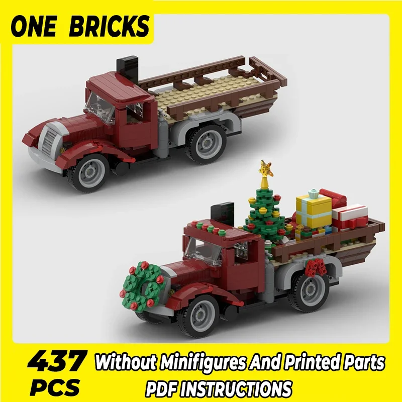 City Vehicle Model Moc Building Bricks Old City Truck Christmas Truck Technology Blocks Gifts Christmas Toys DIY Sets Assembly