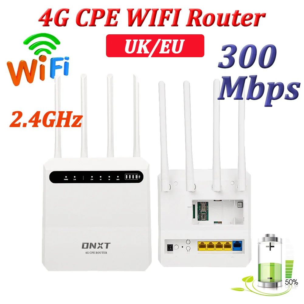 

4G CPE WiFi Router 300Mbps Wireless Router with 5 RJ45 LAN Ports WiFi Hotspot 802.11 B/g/n with SIM Card Slot for Home Office RV