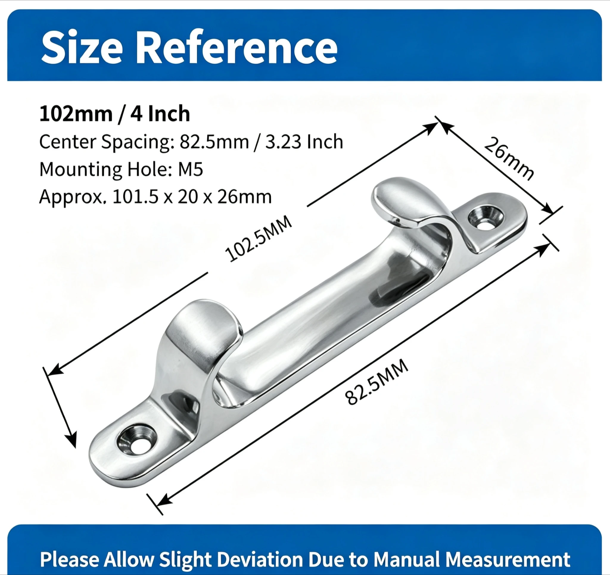 4 Inch Dock Deck Cleat Line Rope Boat Yacht Marine Hardware Fitting Stainless Steel Mirror Polished Smooth to Touch Sliver 1 Pcs