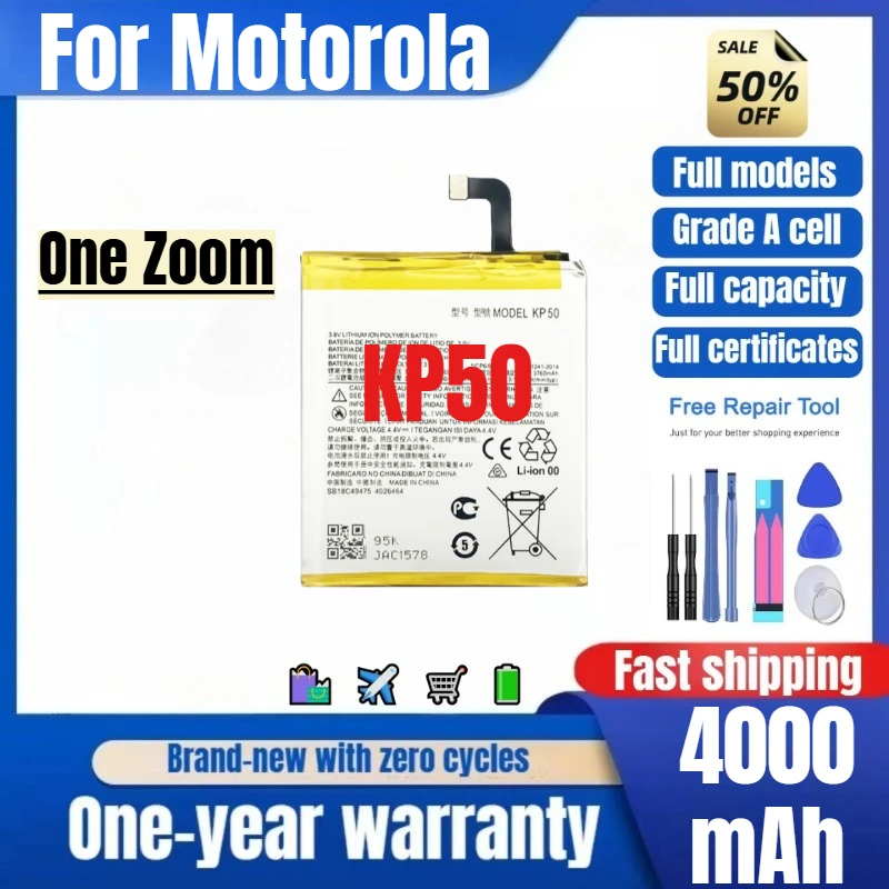 

KP50 for Motorola One Zoom Phone Battery 0 Cycle High Quality High Capacity Battery Replacement Bateria Grade A Cell with Tools