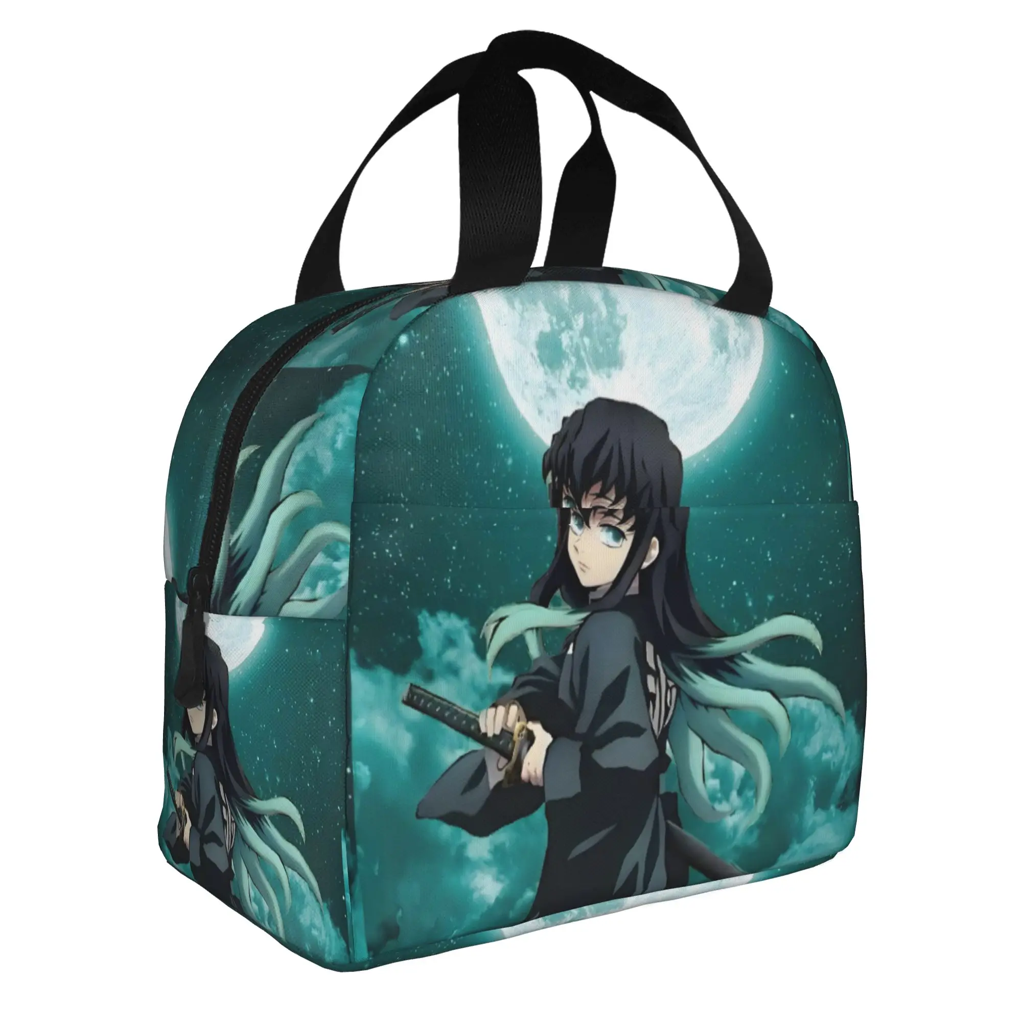 

Custom Demon S-Slayer Anime Resuable Lunch Box Multifunction Muichiro Tokito Cooler Thermal Food Insulated Lunch Bag Office Work