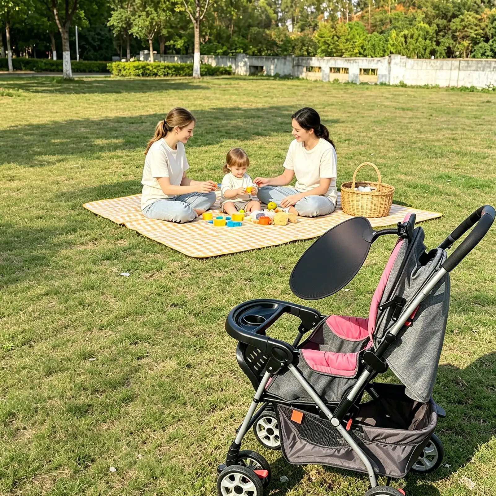 Car Seat Shade Upf50 UV Protection Portable Round Car Seat Canopy Replacement Cover For Summer Outdoor Yard Garden Park Beach