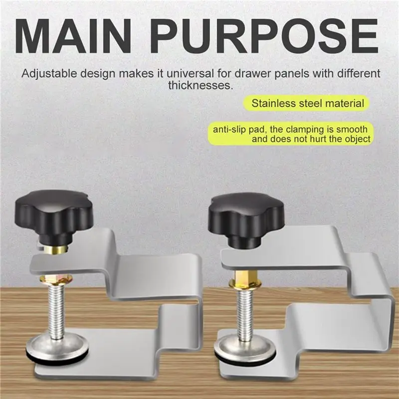 A74E-Drawer Front Installation Clamps, 6PCS Stainless Steel Cabinet Installation Clamps Tools For Drawer Front Panel