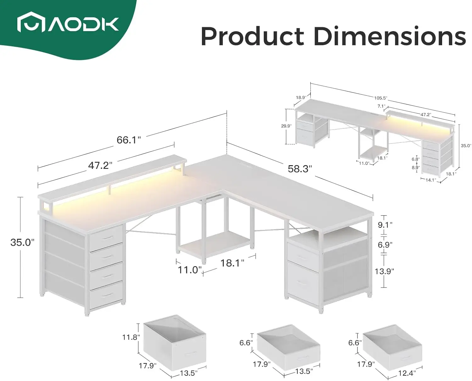 L Shaped Computer Desk, 105