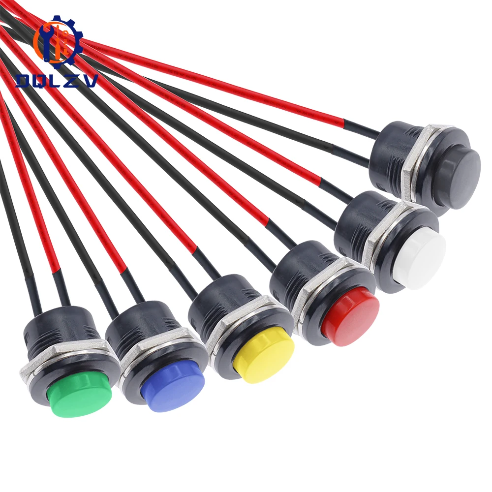 

Momentary Push Button Switch With Cable 16mm 6A/125VAC 3A/250VAC Round Switches R13-507 BLACK RED GREEN WHITE BLUE YELLOW