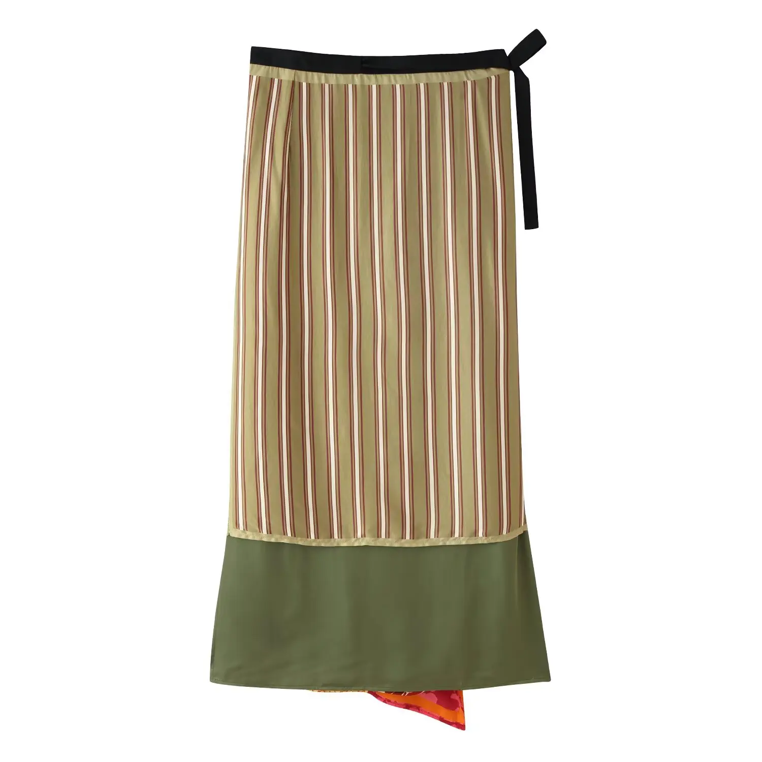 KONDALA Vintage Patchwork Print Bohemian Woman Long Skirt Fashion 2026 Summer Lace-up Striped Holiday Beach Asymmetric Skirts