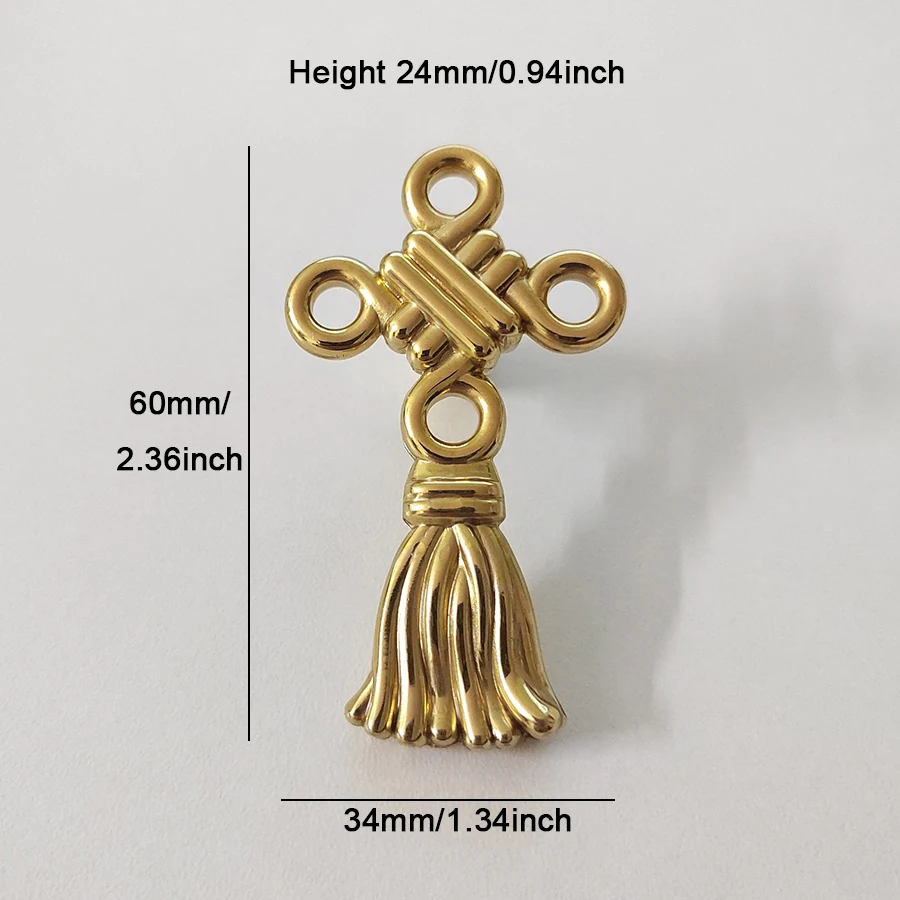 8PCS Solid Brass Bowknot Tassels Furniture Handles Drawer Knobs Cupboard Wardrobe Closet Dresser Cabinet Door Pulls Knobs Deco