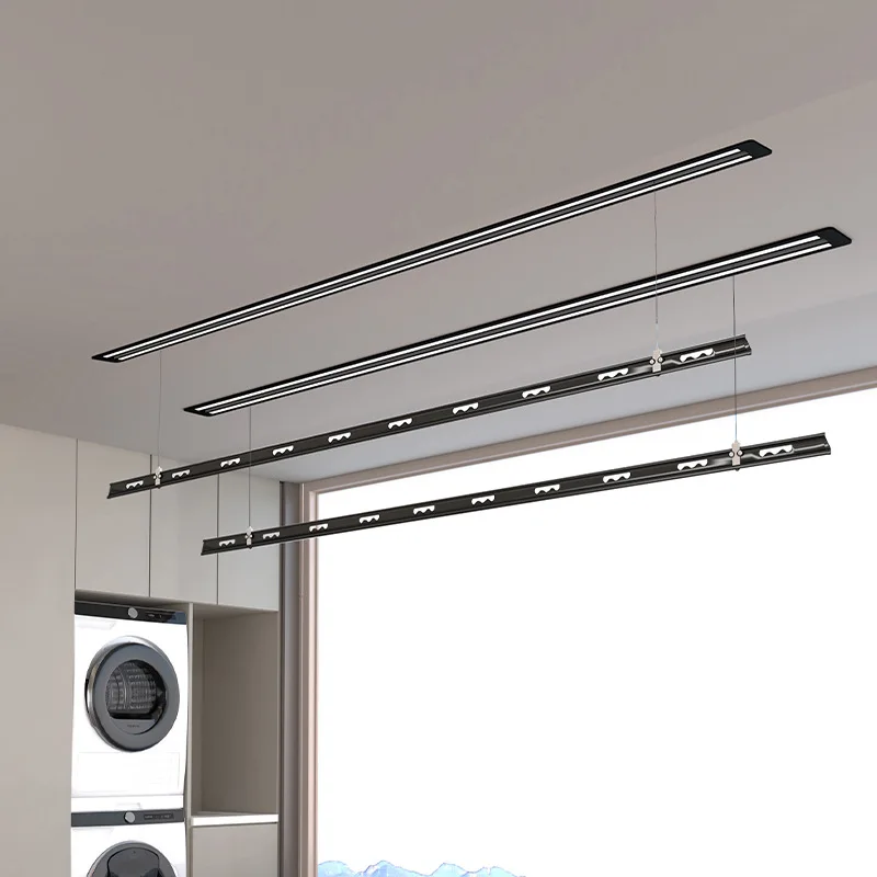 Balcony lifting clothes drying rod, intelligent, remote control, recessed, ultra-narrow, automatic invisible