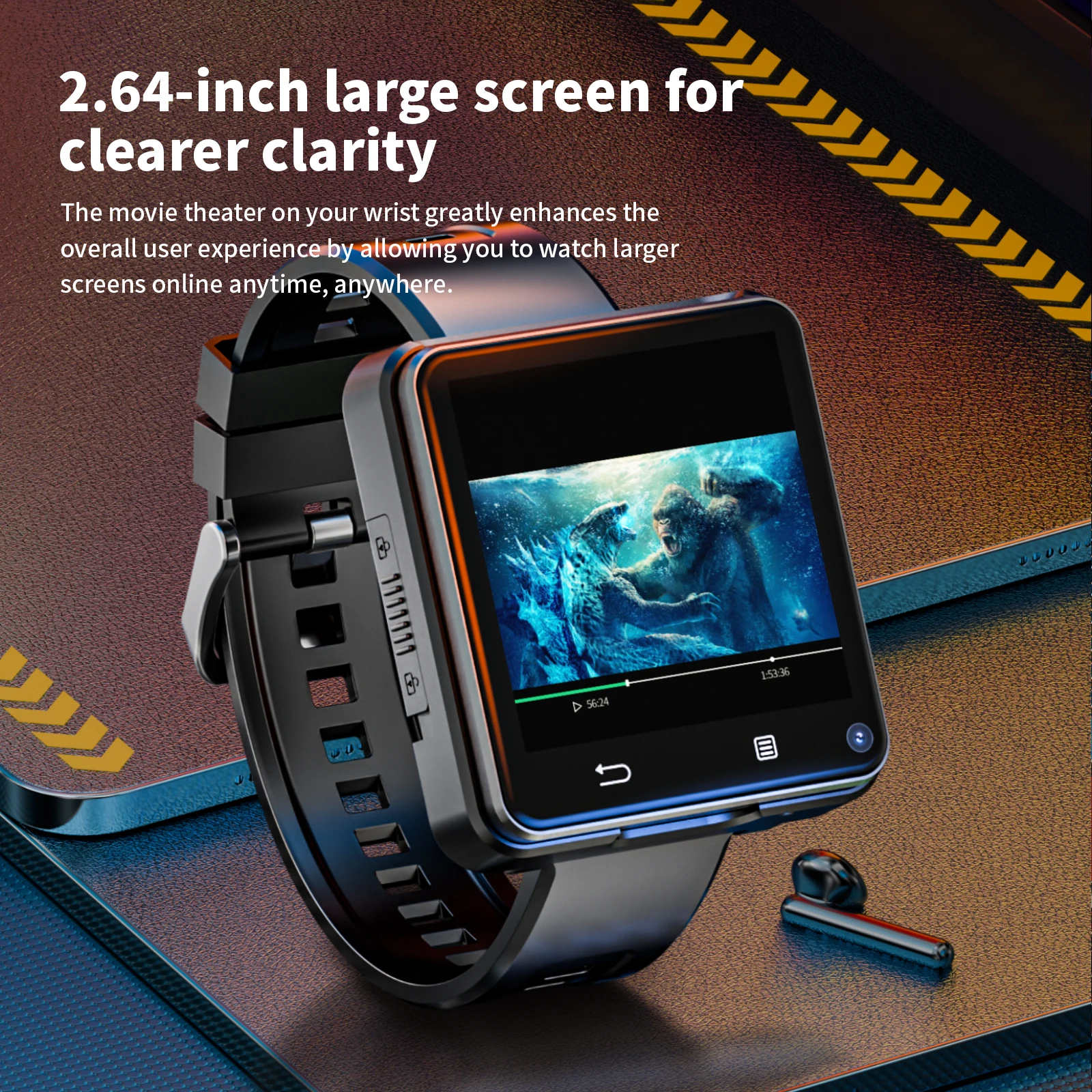 New MTK6761 5G Cellular Version Android 11.0 Smart Watch Men 2.64inch Larger Screen Smartwatch 500W HD Dual Camera 64GB Storage
