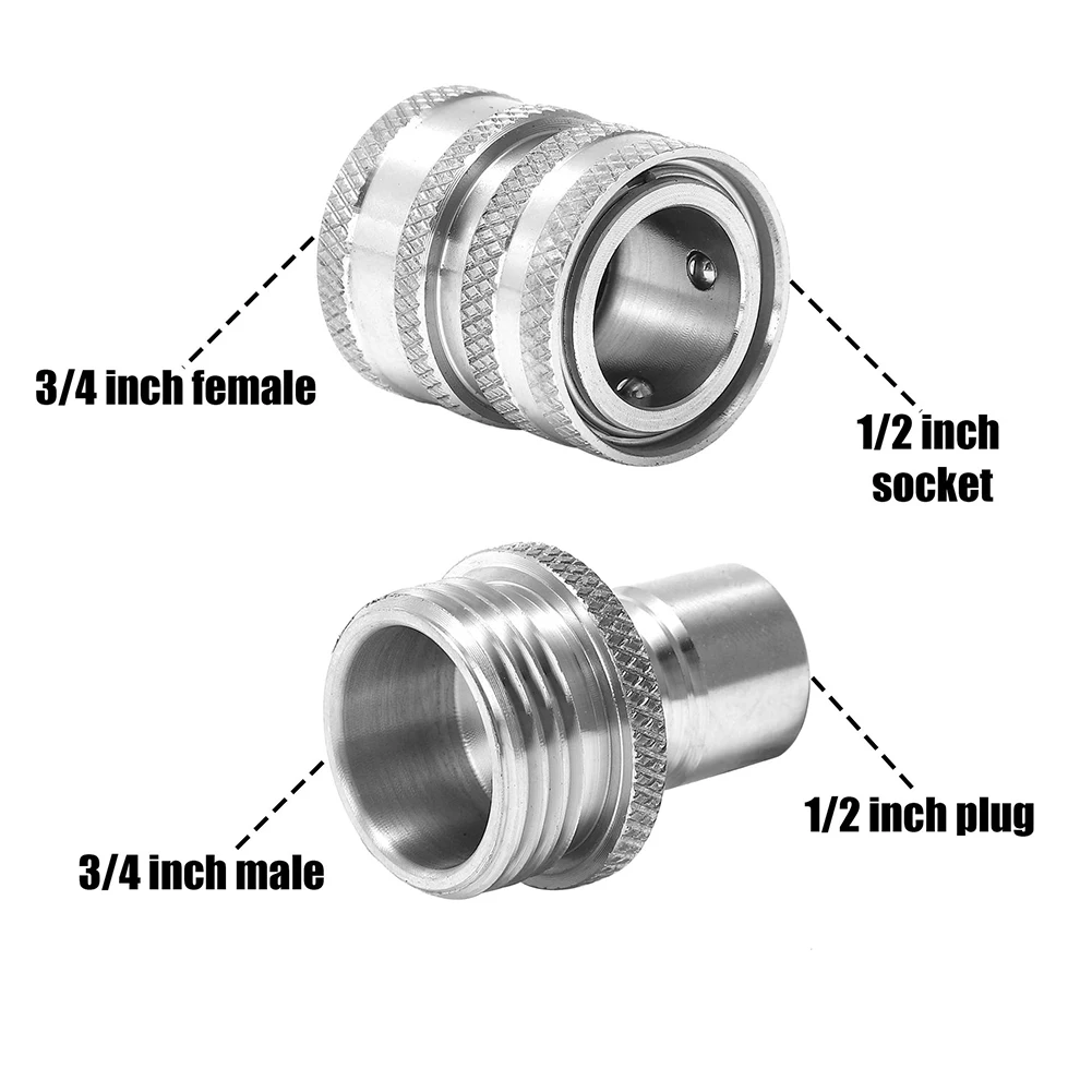 Heavy Duty Stainless Steel Water Hose Connector 3/4 Inch Quick Release Fitting For Outdoor Gardening Cleaning Tools