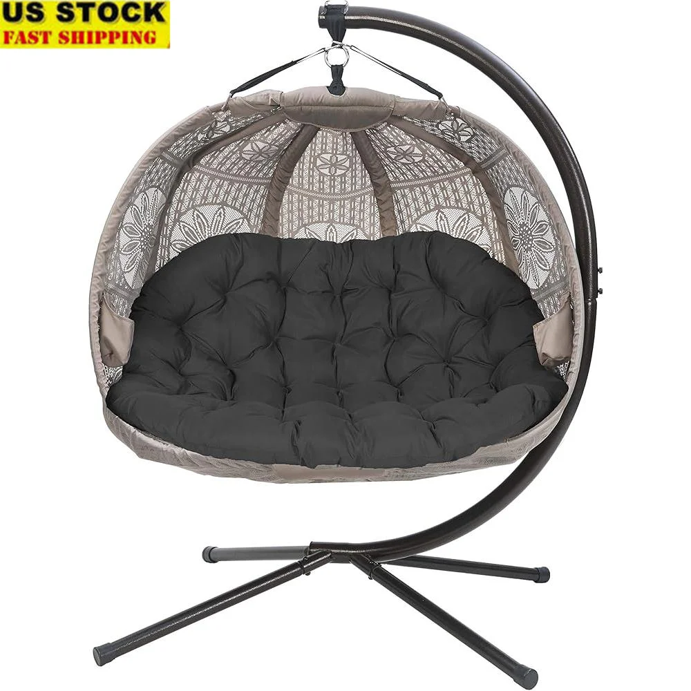 

Hanging Pumpkin Chair Stand with Weather Resistant Cover Heavy Duty Supportive Cushion Durable Outdoor Indoor Swinging Seat