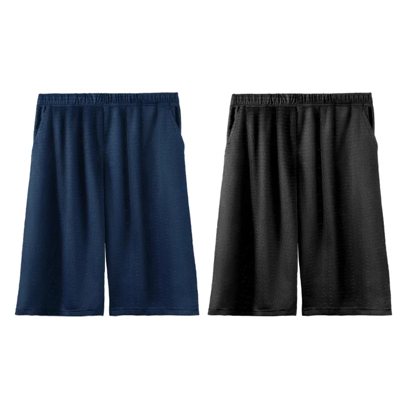 

2PCS Thin capri pants, casual shorts, men's loose ice silk home pants, men's summer pajama pants as the base layer, and wear hom