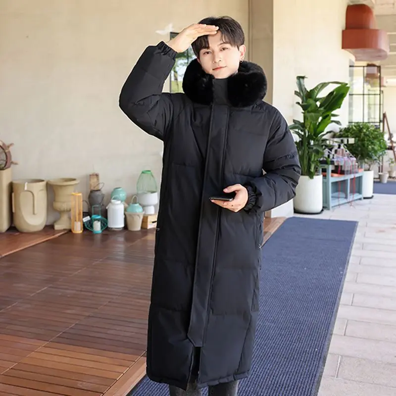 

​Windproof Waterproof Extra Long Korean Style Men's Winter Cotton Coat 2025 New​