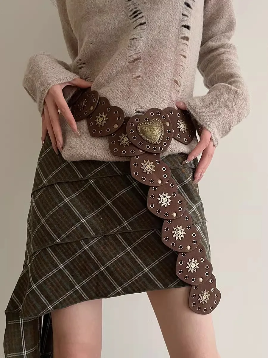 

N Ретро любовь пояс женский ретро пояс девушка металлическое сращивание заклепки декоративные аксессуары Spice Girl пояс женщина