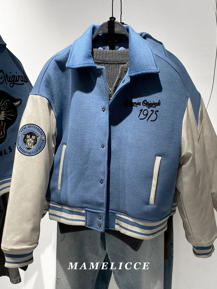 

MAMELICCE Original design splicing embroidered jacket short coat Baseball jacket Cotton clothes high quality padding Men jackets