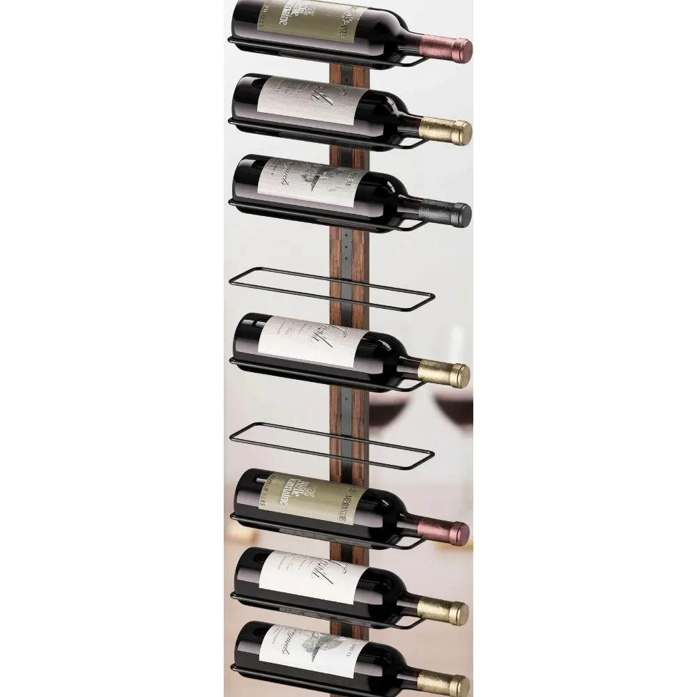 

Настенная деревянная полка для вина на 9, бутылки, держатель для хранения кухонного столового бара с простой установкой