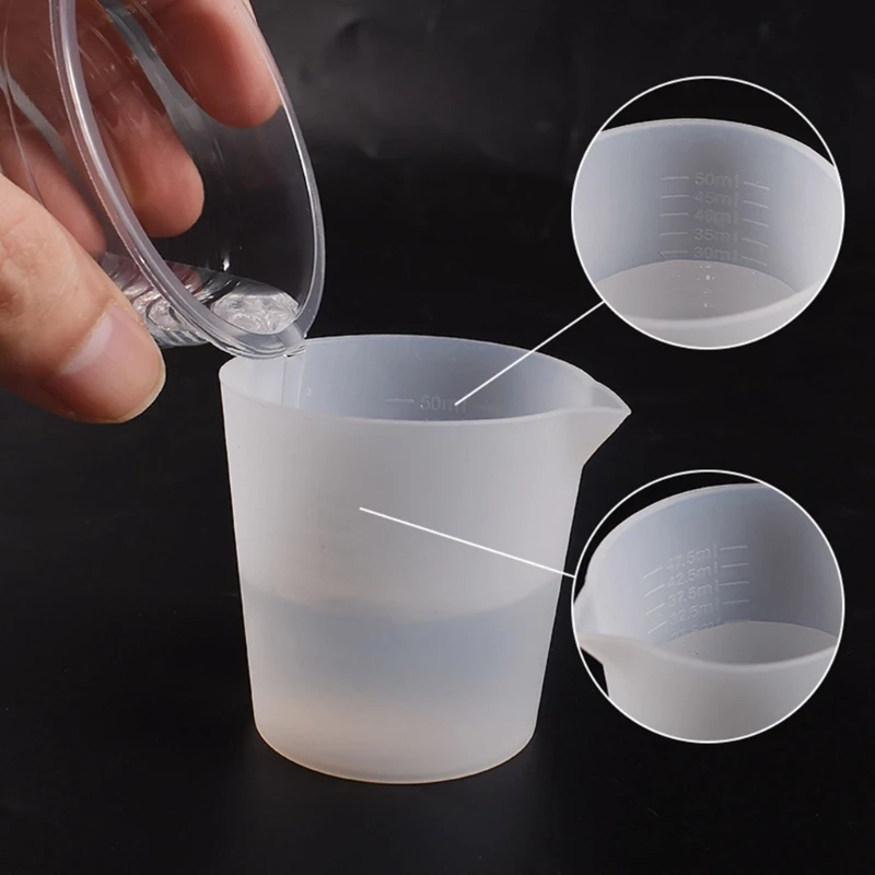 LX9D  Pcs Reusable Silicone Measuring Cups Resin Mixing Cups Non-Stick Pouring Cup