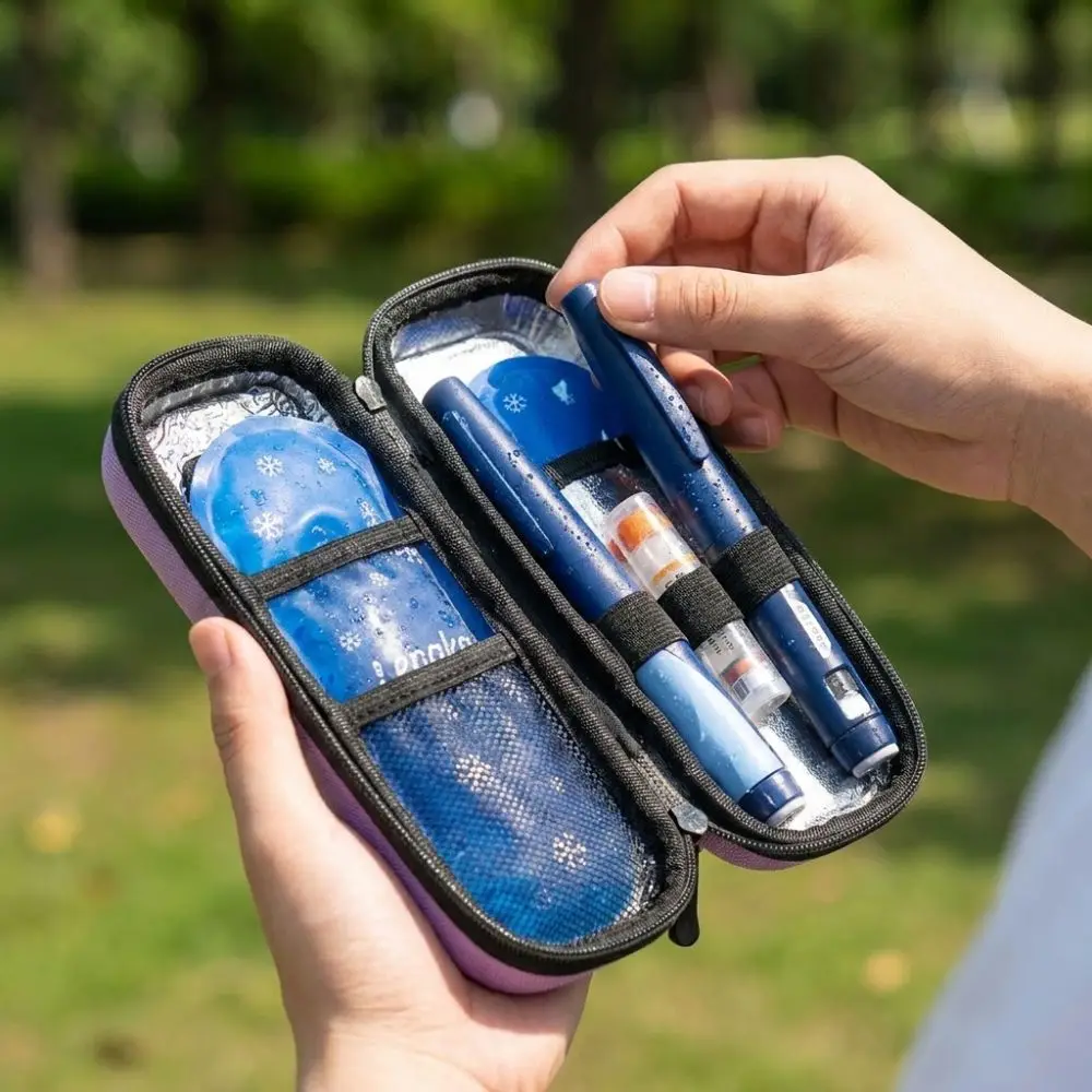 Waterproof Insulin Vial Cooling Bag Thermal Insulated Thermometer Display Insulin Cooler Travel Case Wear-resistant Dust-Proof