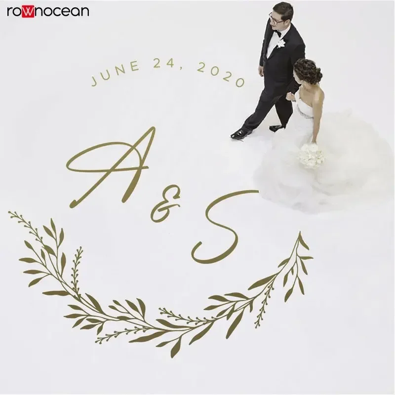 Custom Initial And Date Wedding Dance Floor wall sticker Vinyl Decal Wedding room Decoration Floor Decal Removable Poster 3WE39