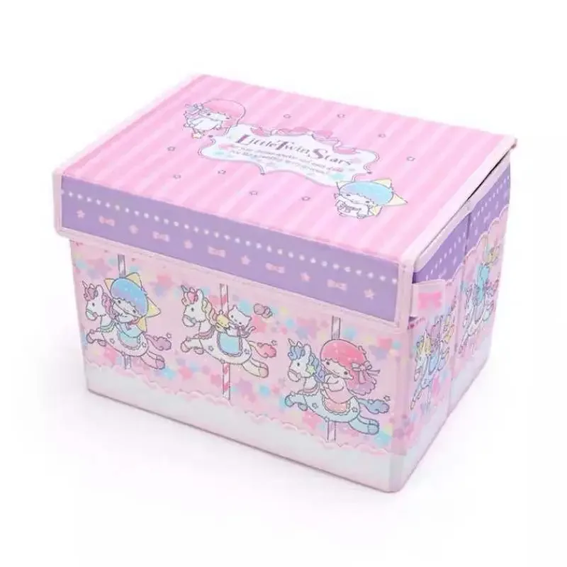 Anime Hello Kitty Aufbewahrungsbox Sanrios Flip Cover Desktop Kleinigkeiten Aufbewahrungsbox Büro Kawaii Cartoon Schlafzimmer Kleiderschrank faltbar