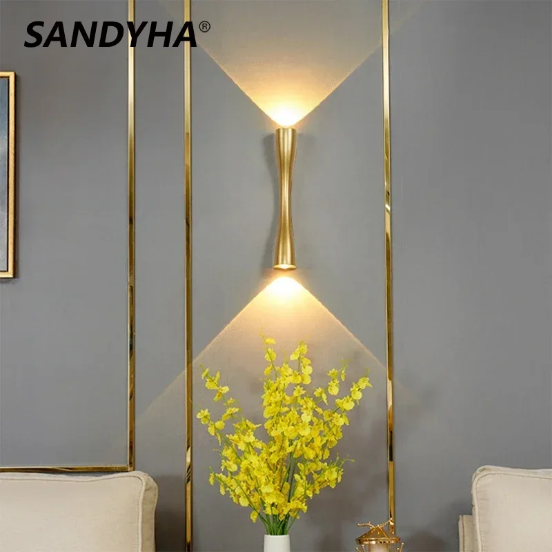 

SANDYHA Modern Dual Head Small Waist LED Wall Lamps Courtyard Corridor Lighting Bedroom Bedside Living Room Home Decor Fixtures