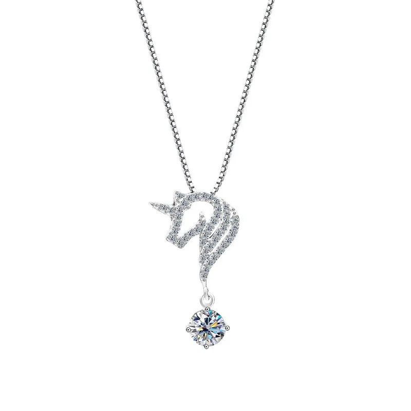 

ZFSILVER классический муассанит, роскошное креативное ожерелье с единорогом, стерлинговое серебро s925, очаровательное женское модное ювелирное изделие для вечеринок, подарок MS-2700B