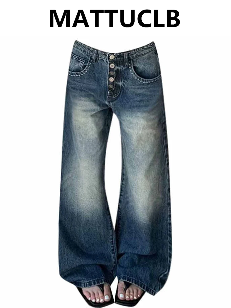 Women's Baggy Jeans Denim Pants American Retro Designer High Street Y2K Japanese Grunge Harajuku Streetwear Cowboy High Quality