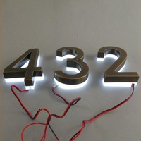 Custom 3D vintage Led House Numbers  Outdoor LED Home Numbers Backlit Letter Door Plaque Stainless Steel Weatherproof Door Sign