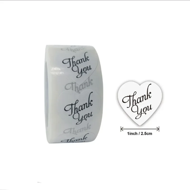 500pcs Thank You Stickers Heart Shape Transparent Seal Labels Labels Scrapbooking for Baking Package Stationery Sticker