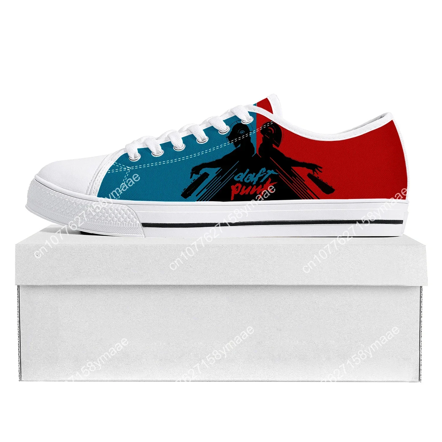 Daft Punk Band Low Top Sneakers Mens Womens Teenager Canvas High Quality Sneaker Casual Custom Made Shoes Customize Shoe White