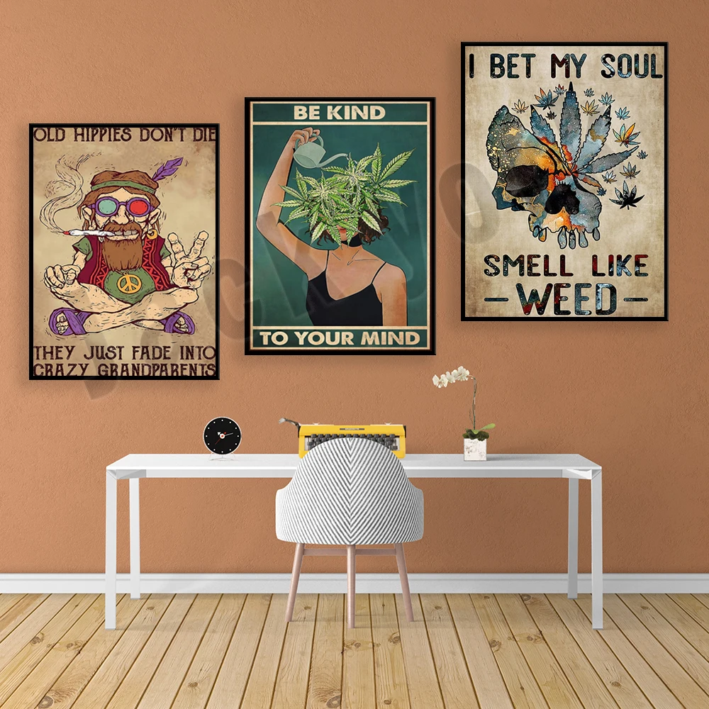 Be kind to your soul poster, I bet my soul smells like weed skull poster, stoner decor, hippie, weed smoker gift, skull art