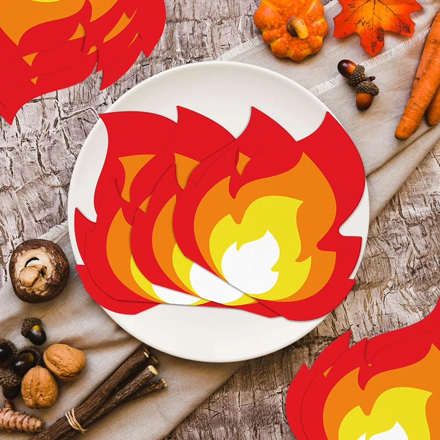 20Pcs Cartoon Flame Shaped Disposable Paper Napkins Fire Print Tissue Birthday Party Table Decoration