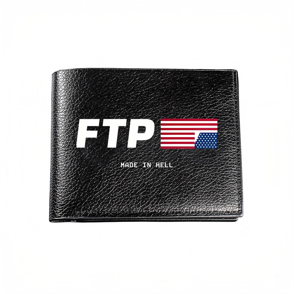 Ftp Made In Hell American Flag Design Men S Wallet Card Holder Casual Business Fashion Print