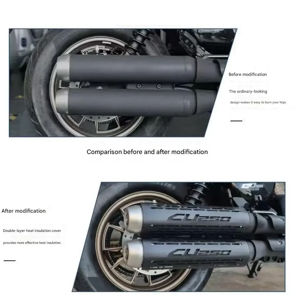【Supreme quality】Fit Loncin Voge CU250 Motorcycle Exhaust Heat Shield Anti Burn Guard Blackened Exhaust Protector Mod Parts