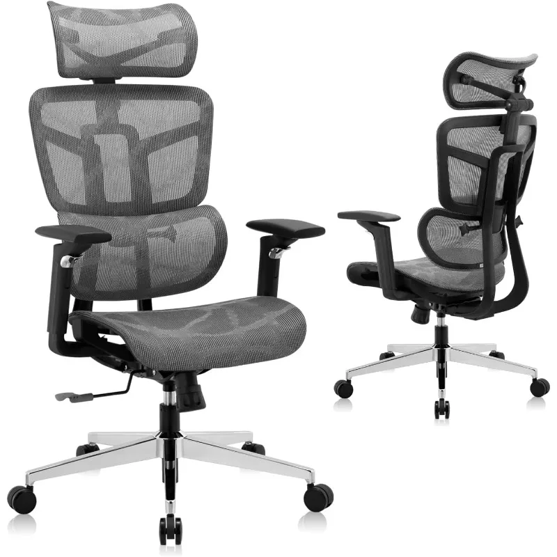 

Office Chair, Ergonomic Mesh Chair w/ 90°-135° Adjustable Backrest and 4D Adjustable Armrest, High Back Desk Chair w/ 2D Headres