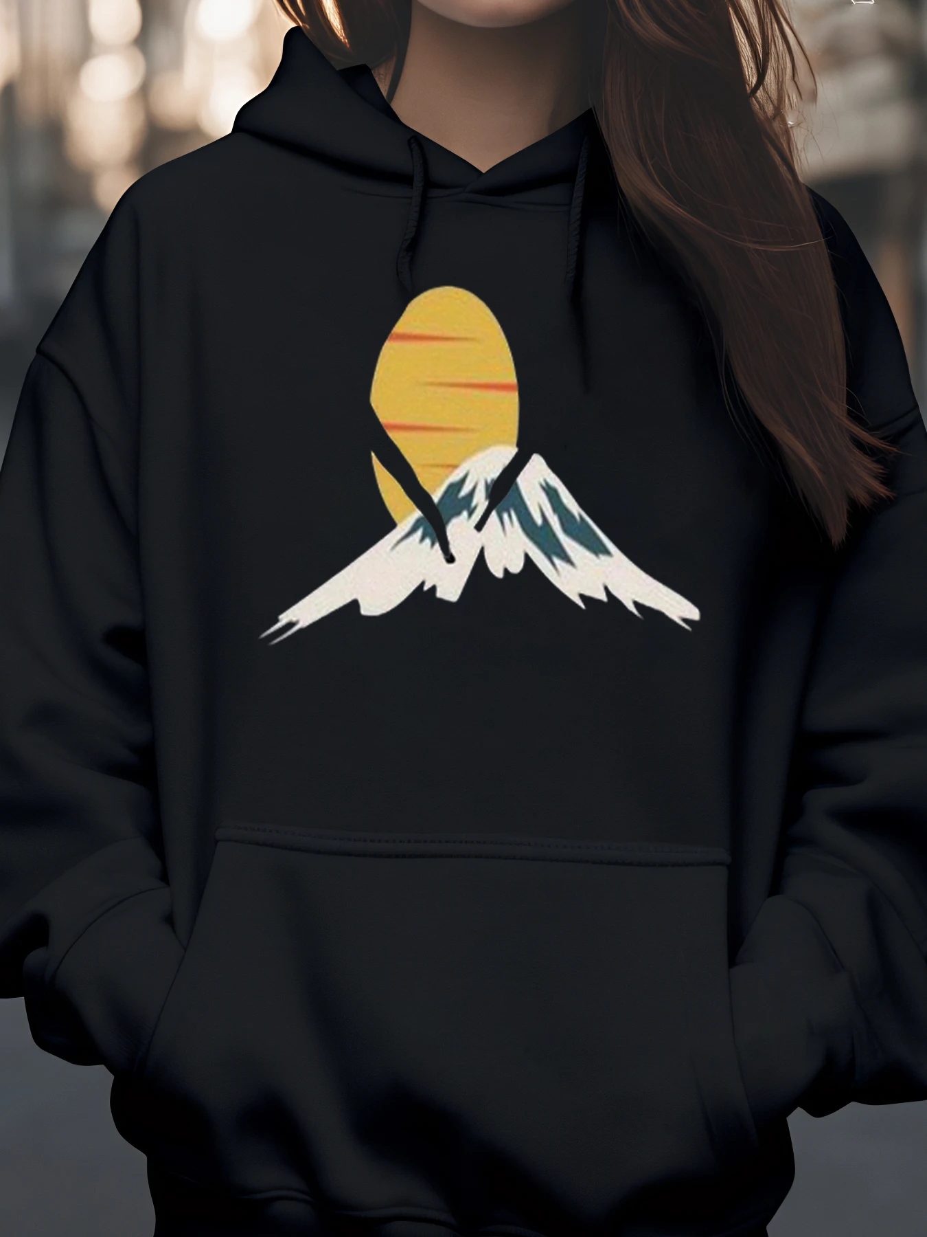 هوديي بطبعة جبلية وشمس لملابس الخريف والشتاء غير الرسمية للجنسين