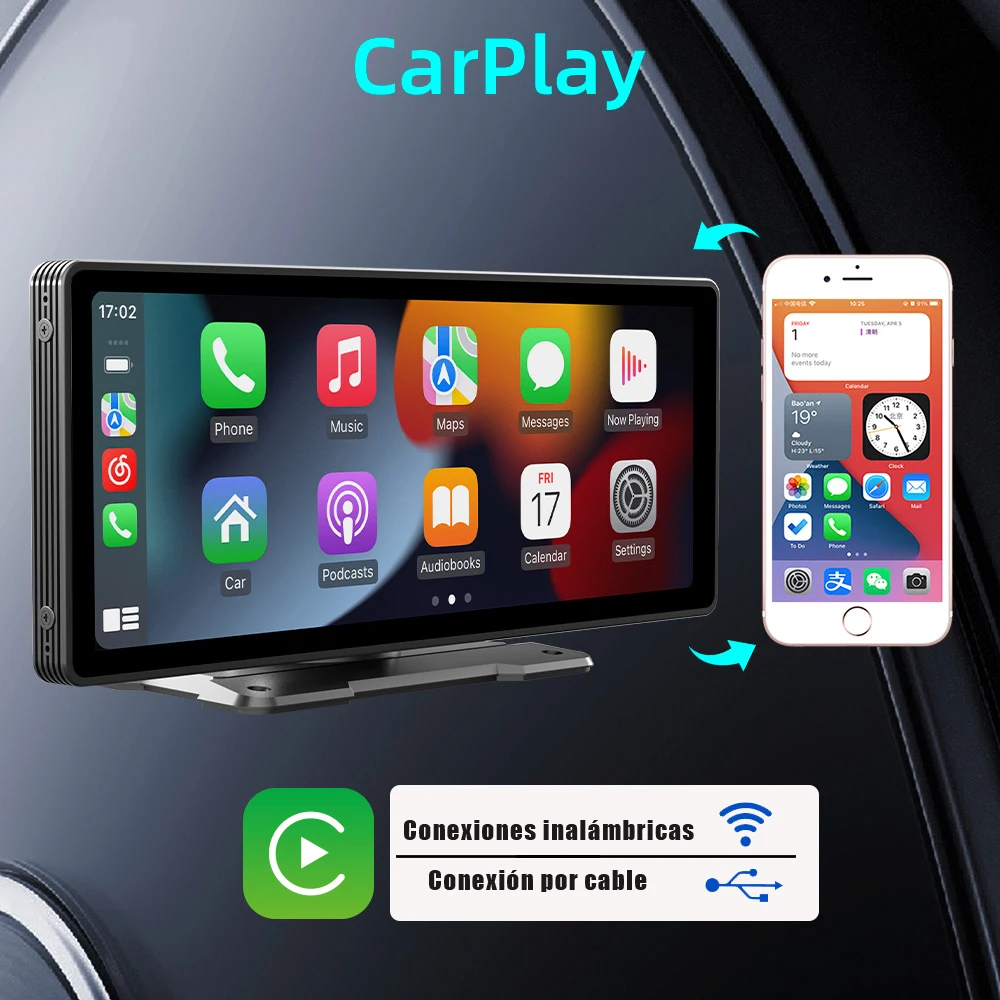 Lecteur vidéo Carplay sans fil pour Apple ou Android, écran universel de 10.26 