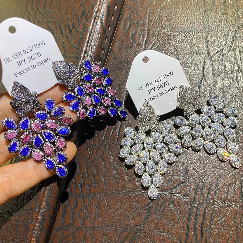 

Tassel Zircon Long Luxury Elegant Flower Earrings