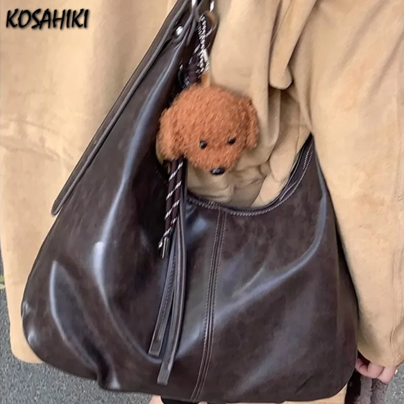 

Pu Leather Fashion Korean Shoulder Bags Office Lady Vintage Luxury Design Underarm Bag Women Y2k Aesthetic Handbags Crossbody