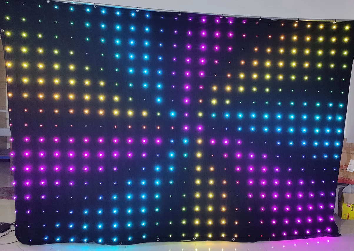 2mx3m P12 LED Motion Drape Matrix RGB Video Curtain for DJ Party Star Garden Backdrop Outdoor Lighting Home Birthday Christmas