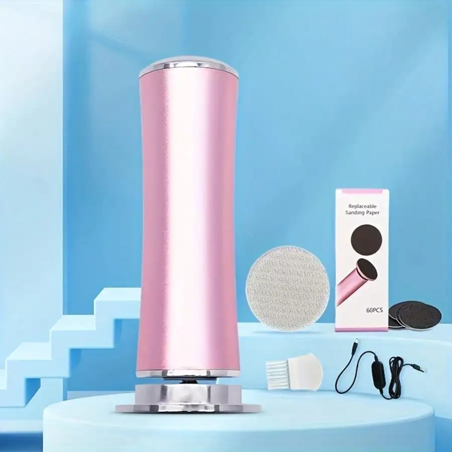 

Электрическая пилка для ног — короткая, электрическая пилка для удаления мозолей на ногах, электрический инструмент для педикюра, регулируемая скорость, в комплект входит 20 сменных песка