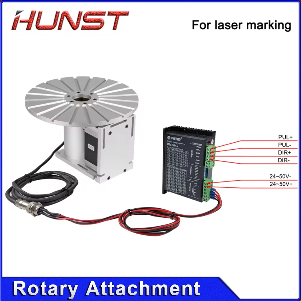 Hunst D30 Rotary Unit Diameter 300mm 20 Pen Slots Rotary Table + Driver DM5042 for Fiber Laser Marking Machine DIY Pen Gift
