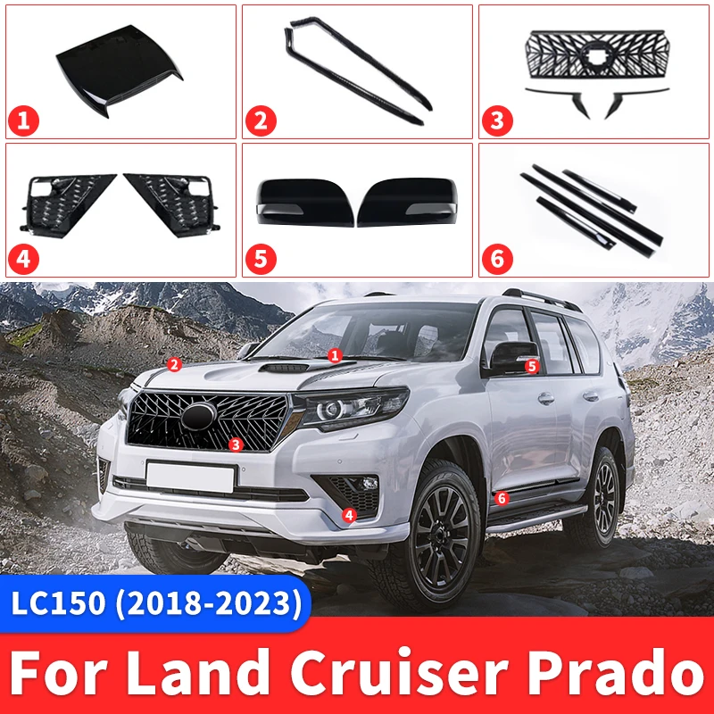 Black Warrior For Toyota Land Cruiser Prado 150 LC150 FJ150 2018-2023 2021 Exterior Decoration Accessories Body Kit Front Grill