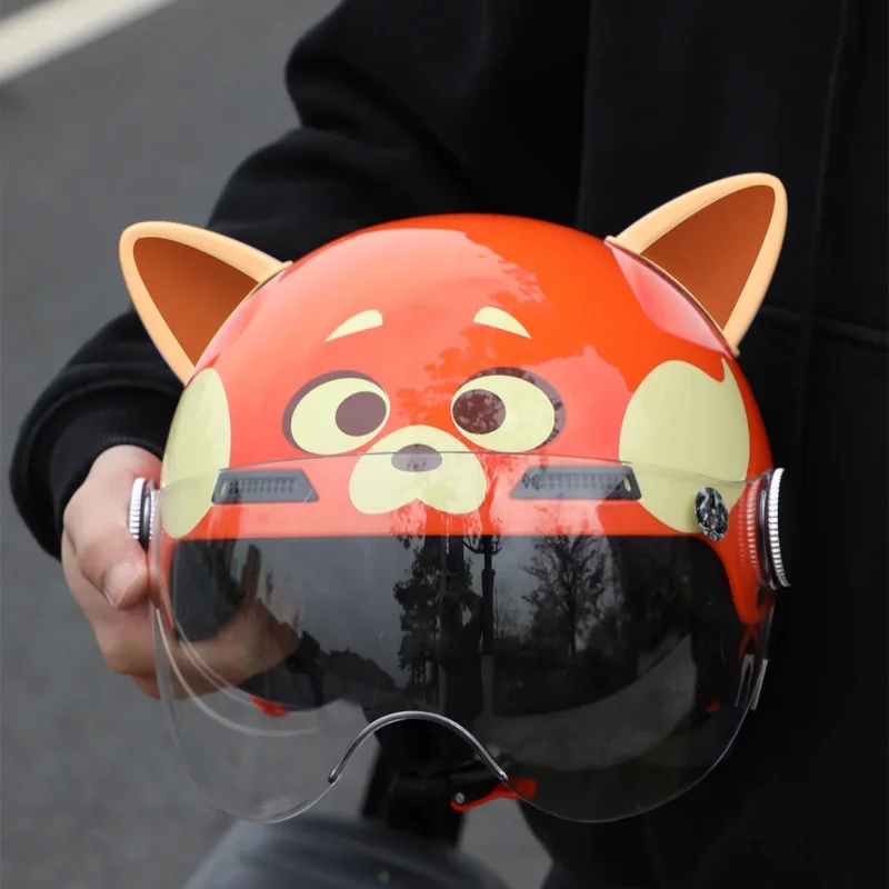 

Kawaii Disney New Turning Red Meimei Action Figures Toys Anime Red Panda Raccoon Safety Motorcycle Helmet Gift For Kids Girls