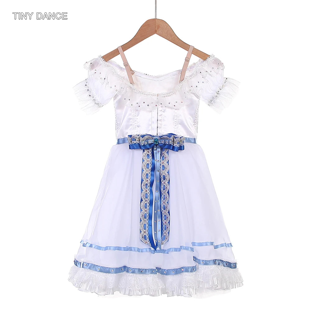 

Профессиональный белый балетный танцевальный костюм-пачка для девочек, сценическое романтическое платье с крючком на спине, настройка B25666