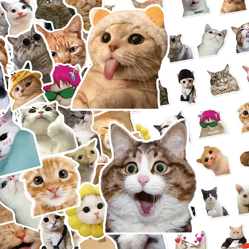 

10/30/50pcs Funny Cat Meme Graffiti Stickers Cute Decoration Decals Waterproof DIY Notebook Suitcase Phone Graffiti Sticker Pack