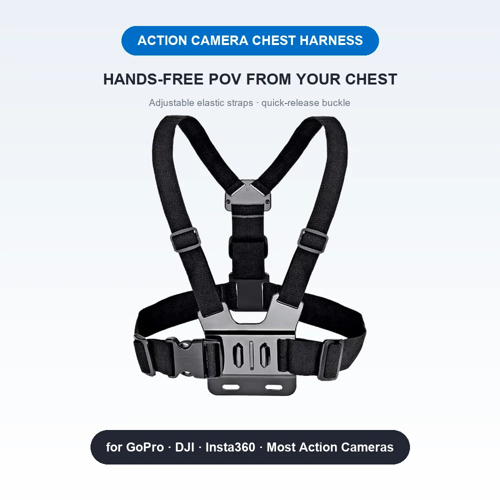 Chest Mount Harness Adjustable Elastic Body Strap for GoPro Hero DJI Osmo Insta360 SJCAM AKASO Action Cameras POV Cycling Skiing