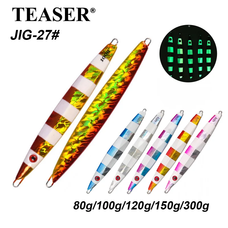 

TEASER J27 80G-300G Sea fishing bait - luminous iron plate lure - lead fishing bait fast sinking boat fishing bait