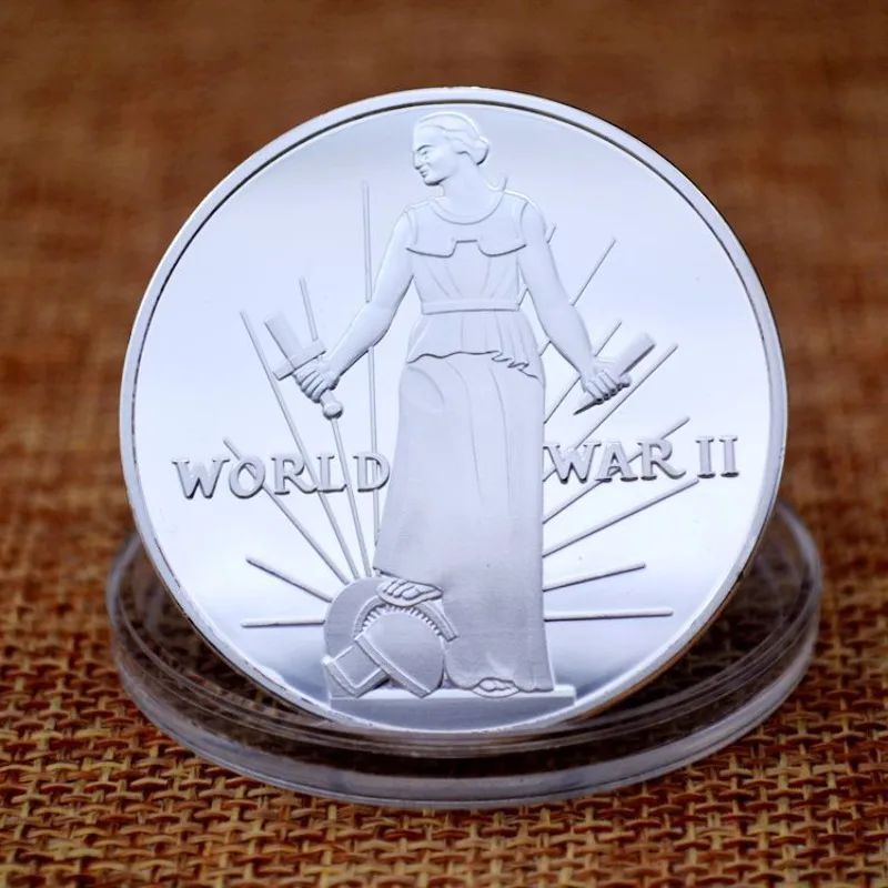 40mm Goddess of victory silver plated souvenir medal coin collection American Collection emblem best gift